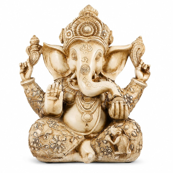 DOITOOL Hindu-Gott Ganesha Idol Statue Indischer Elefant Buddha Ganesha Skulptur 26,5 x 30,5 cm Sege