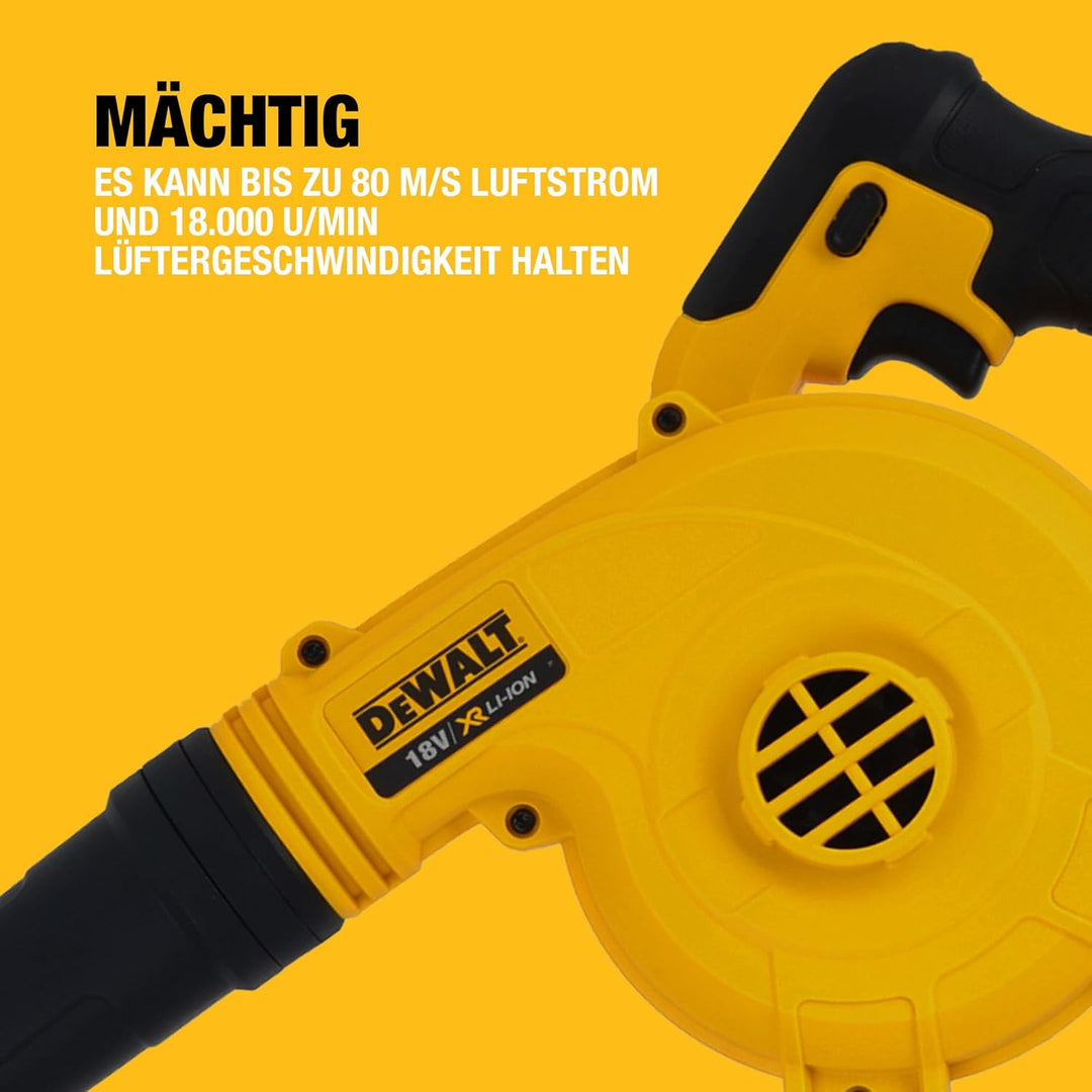 DeWalt Akku-Gebläse / Luftbesen (18V, 290 km/h Blasgeschwindigkeit, drei-Stufen-Schalter, Lieferung