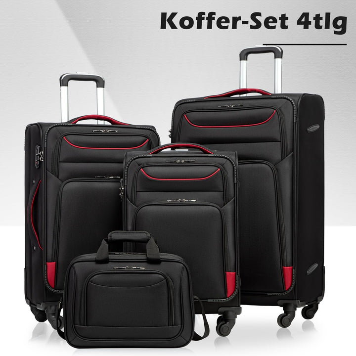 COOLIFE Kofferset 4 teilig Weichgepäck 58/66/80cm und 1 Grosse Umhängetasche | Stoffkoffer Reisekoff