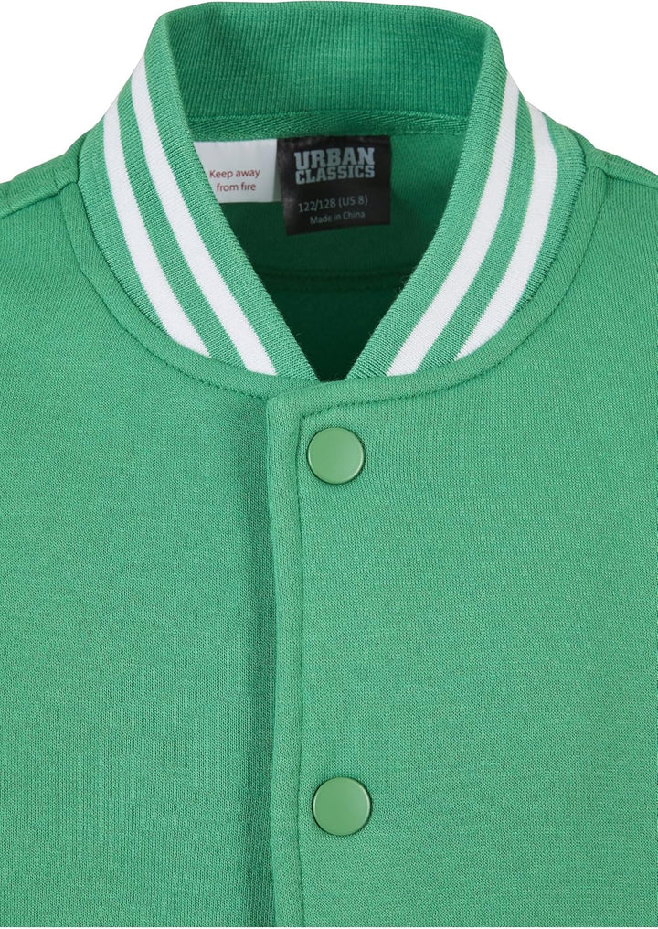 Urban Classics Herren Boys Inset College Sweat Jacket 158-164 bodegagreen/white, 158-164 bodegagreen