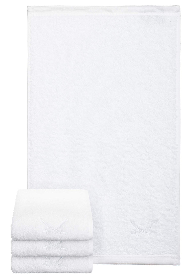 Sansibar Handtuch 4er Set 50x100 cm 100% Baumwolle mit gesticktem Säbel Logo Badtuch Weiss 4er Set W