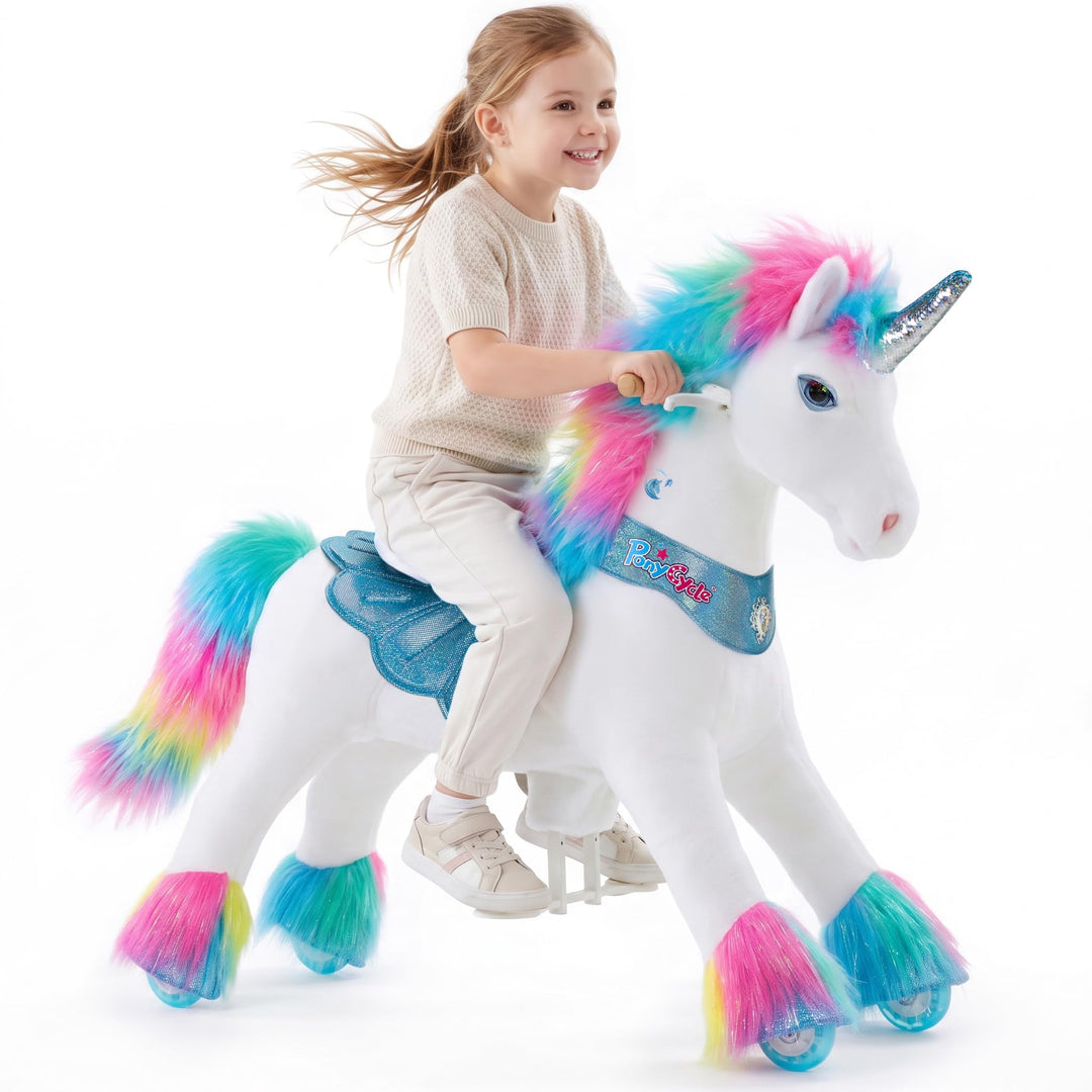 PonyCycle Einhorn Spielzeug für Kinder 4–7 Jahre, REIT-Einhorn Hochwertig mit Bremse, Advanced Model