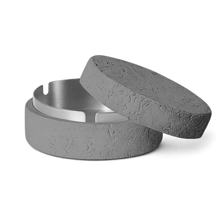Dekorative Tisch Aufbewahrungsbox mit Deckel aus Zement & Edelstahl, Geruchsdicht, Windfest, Für Inn