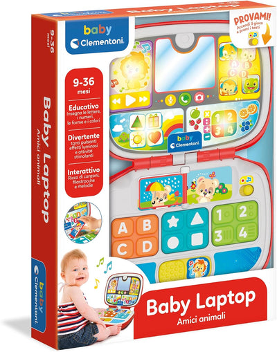 Baby Clementoni - 17677 - Laptop für Tierfreunde, interaktives Spiel, 9 Monate, Aktivitätszentrum un