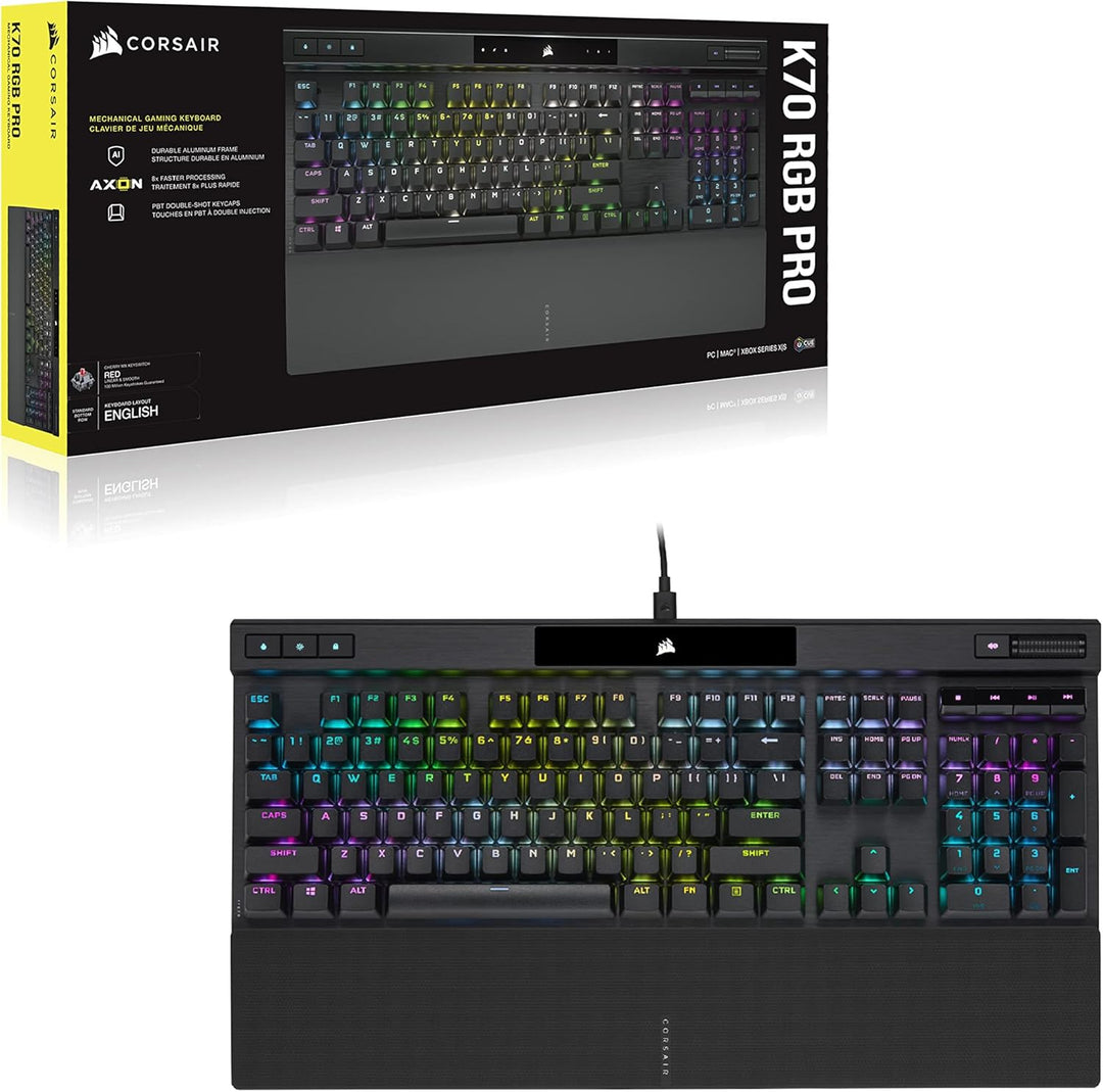 Corsair K70 RGB PRO Mechanical Gaming Keyboard, Backlit RGB LED, Cherry MX Red Keyswitches, Schwarz