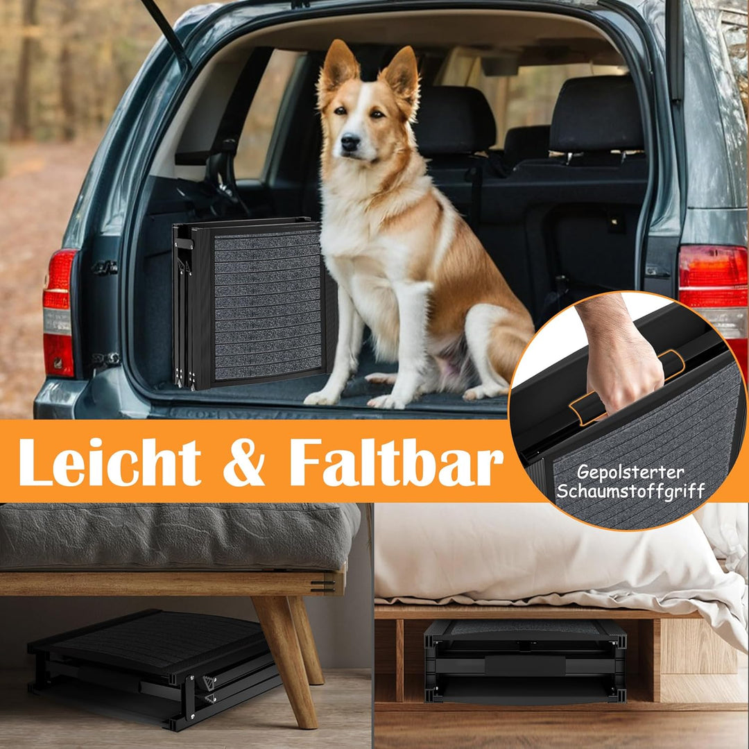 NAIZY Hunderampe Klappbare, 157 cm Hunde Ramp Hundetreppe mit Rutschfester Stoff & Griff Haustierram