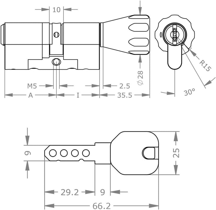 EVVA MCS Knaufzylinder 41/51K | Profilzylinder mit sehr hohem Kopierschutz durch Magnet-Technologie