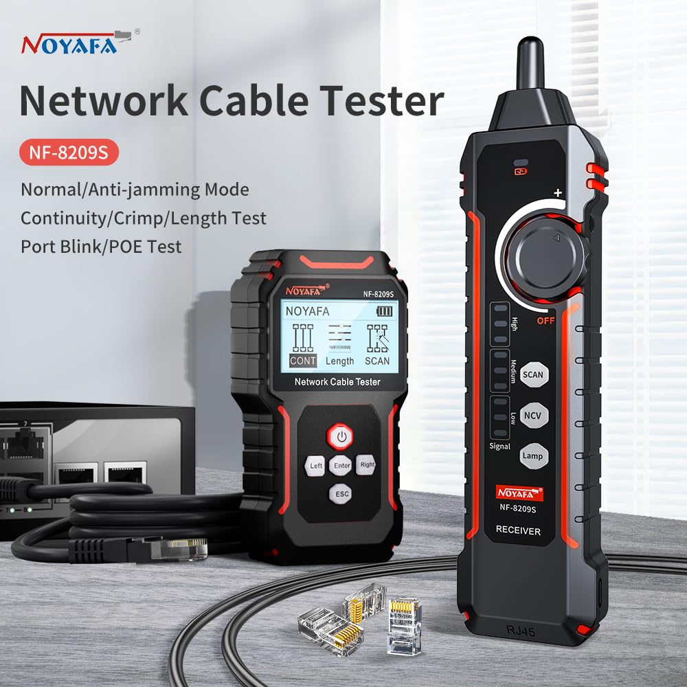NOYAFA NF-8209S Upgrade Advanced Network Cable Tester mit PoE, Kabellängentest, Port blinken, Multif