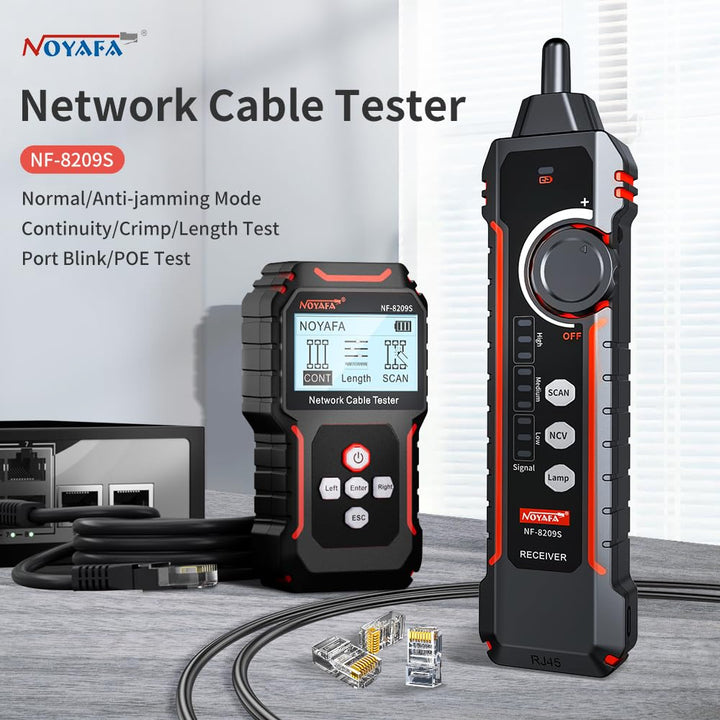 NOYAFA NF-8209S Upgrade Advanced Network Cable Tester mit PoE, Kabellängentest, Port blinken, Multif
