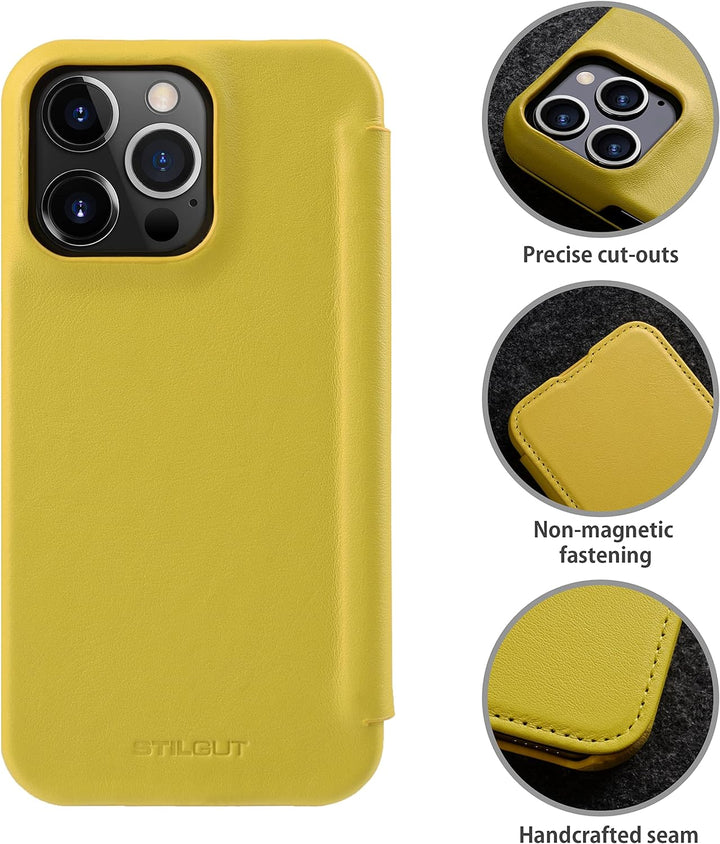 STILGUT Book Case kompatibel mit iPhone 13 Pro Max (6.7“) Hülle aus italienischem Leder - iPhone 13
