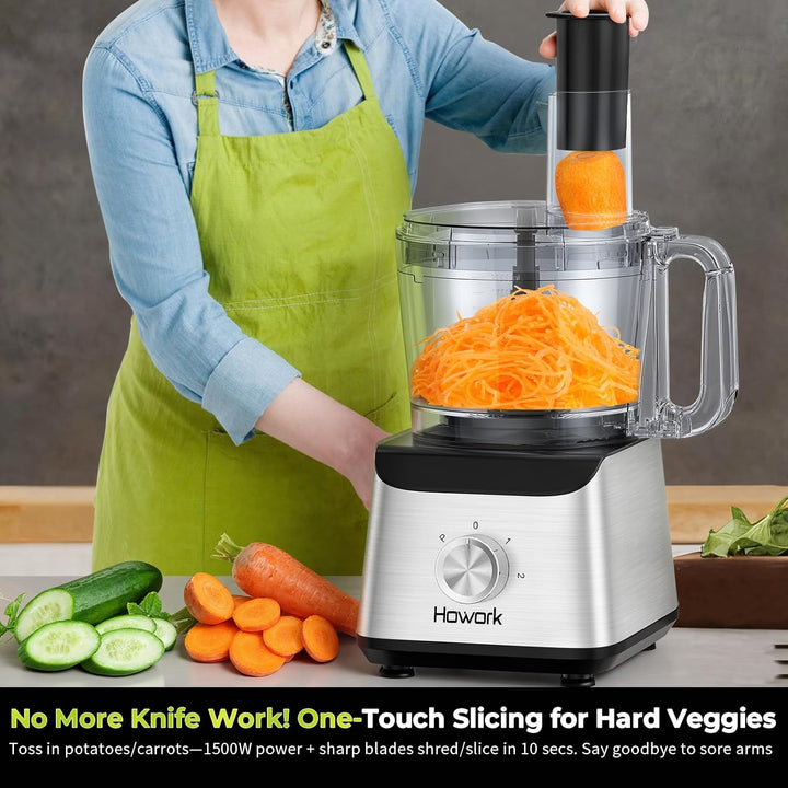 Howork Food Processor 1500W, Grosses Fassungsvermögen Multifunktion, Zum Zerkleinern, Schneiden, Hac