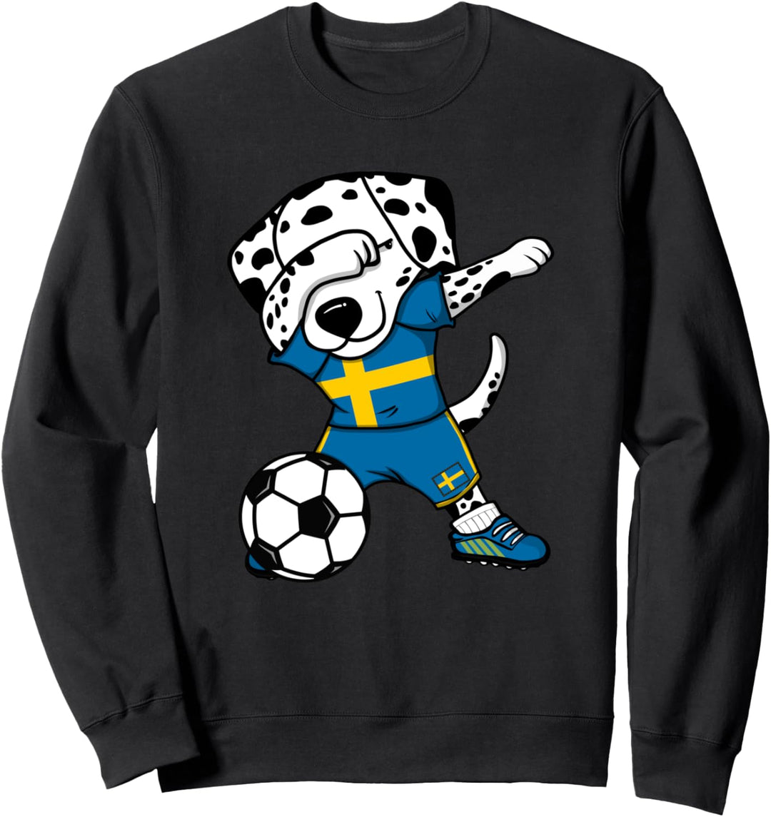 Dabbing Dalmatiner Hund Schweden Fussball Schwedische Flagge Sweatshirt