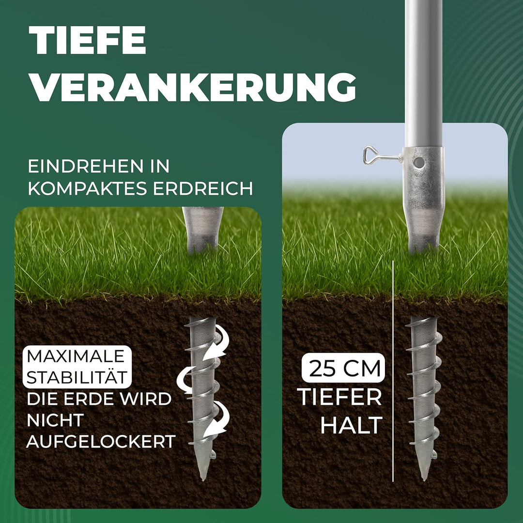 Novatool 2x Eindrehbodenhülsen-Set für Rohre mit Ø 26-65 mm, Bodenhülse Sonnenschirm Pfostenträger E