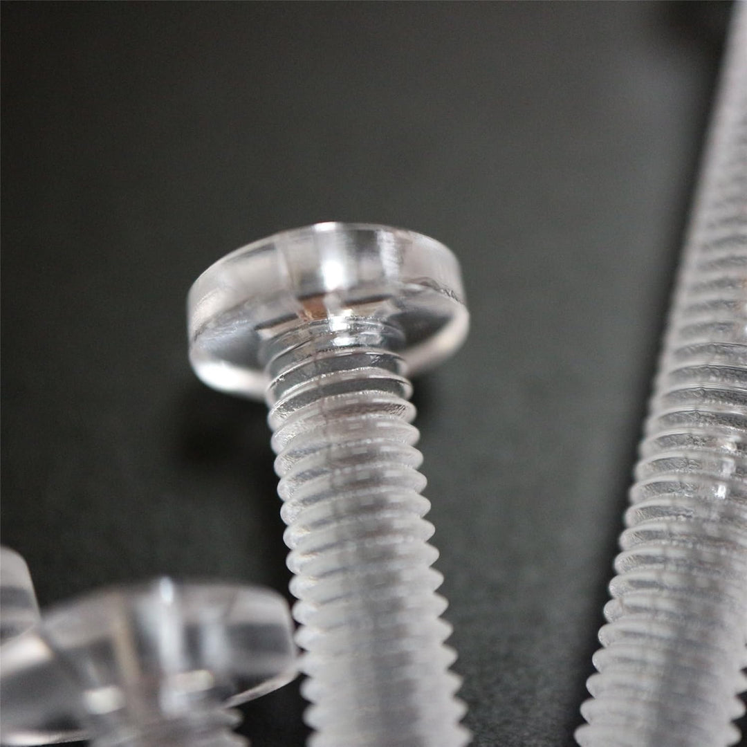 60er-Paket durchsichtige, klare M5 x 40mm Bolzen & Muttern, Unterlegscheiben - Schrauben aus Plastik