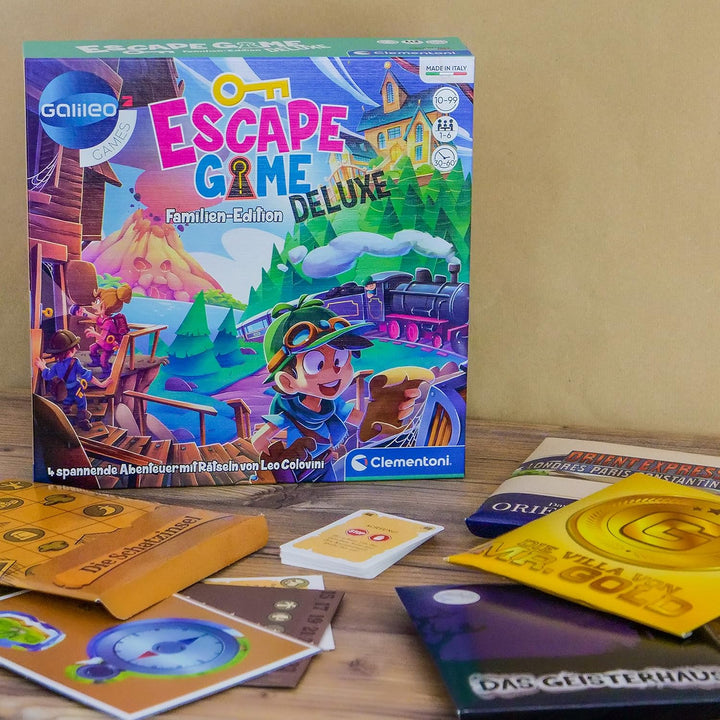 Clementoni Escape Game, Spiel für Kinder ab 8 Jahre, Deluxe Version, 30 x 30 x 7.7 Single, Single