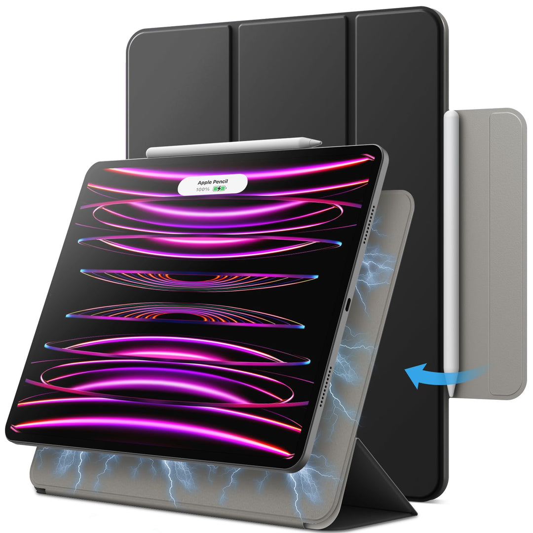 JETech Magnetische Hülle für iPad Pro 12,9 Zoll 2022/2021/2020/2018 (6./5./4./3. Generation), Pencil