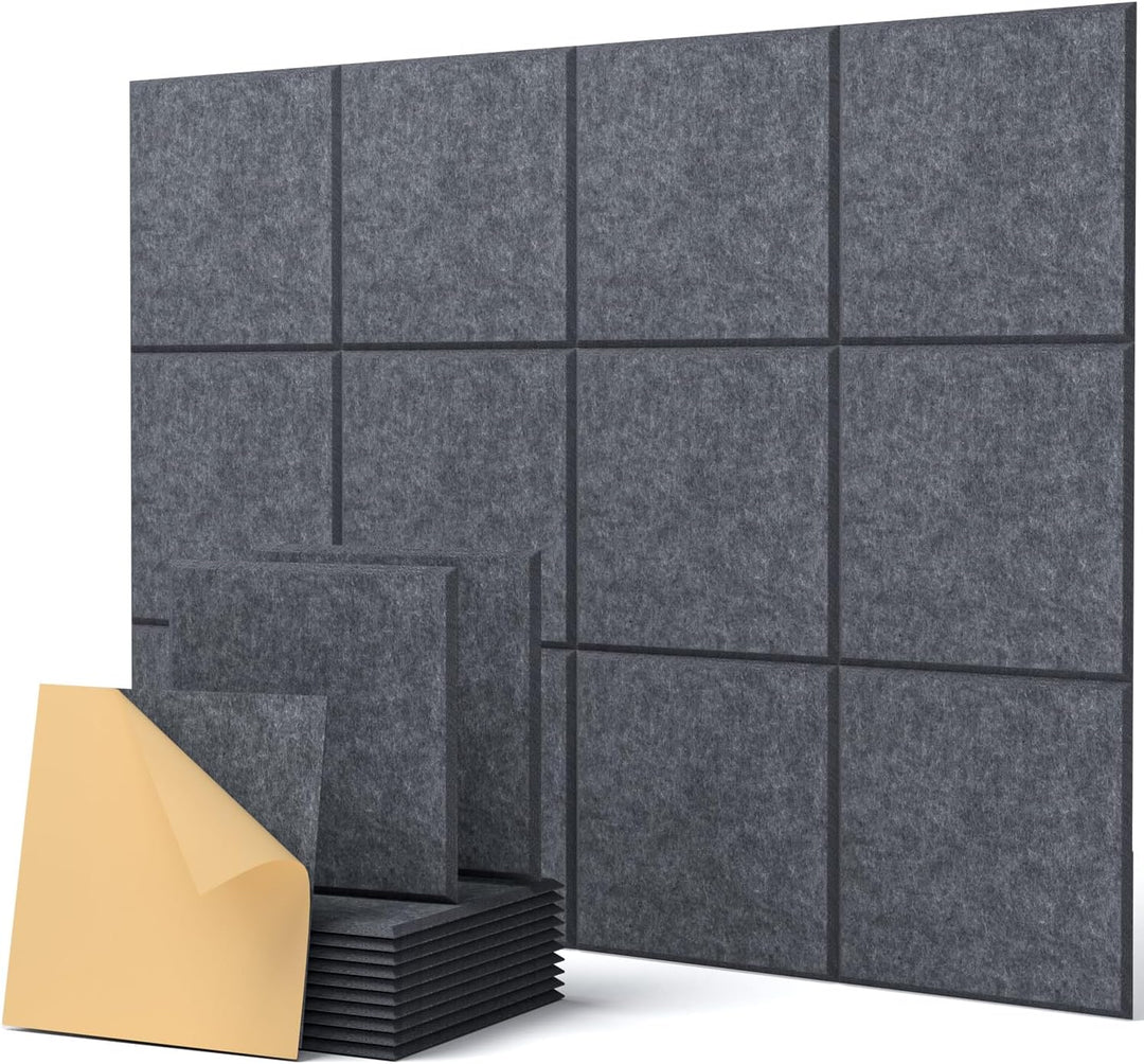Quadratische 12 Stück Akustikplatten Selbstklebend, Schallabsorber Schallschutz Wand Hoher Dichte Sc