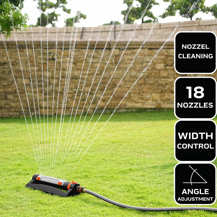 NEO TOOLS Viereckregner Oszillierend, Rasensprenger 15x19m bis 285 m2 Reichweite, 18 Auslassdüsen, E