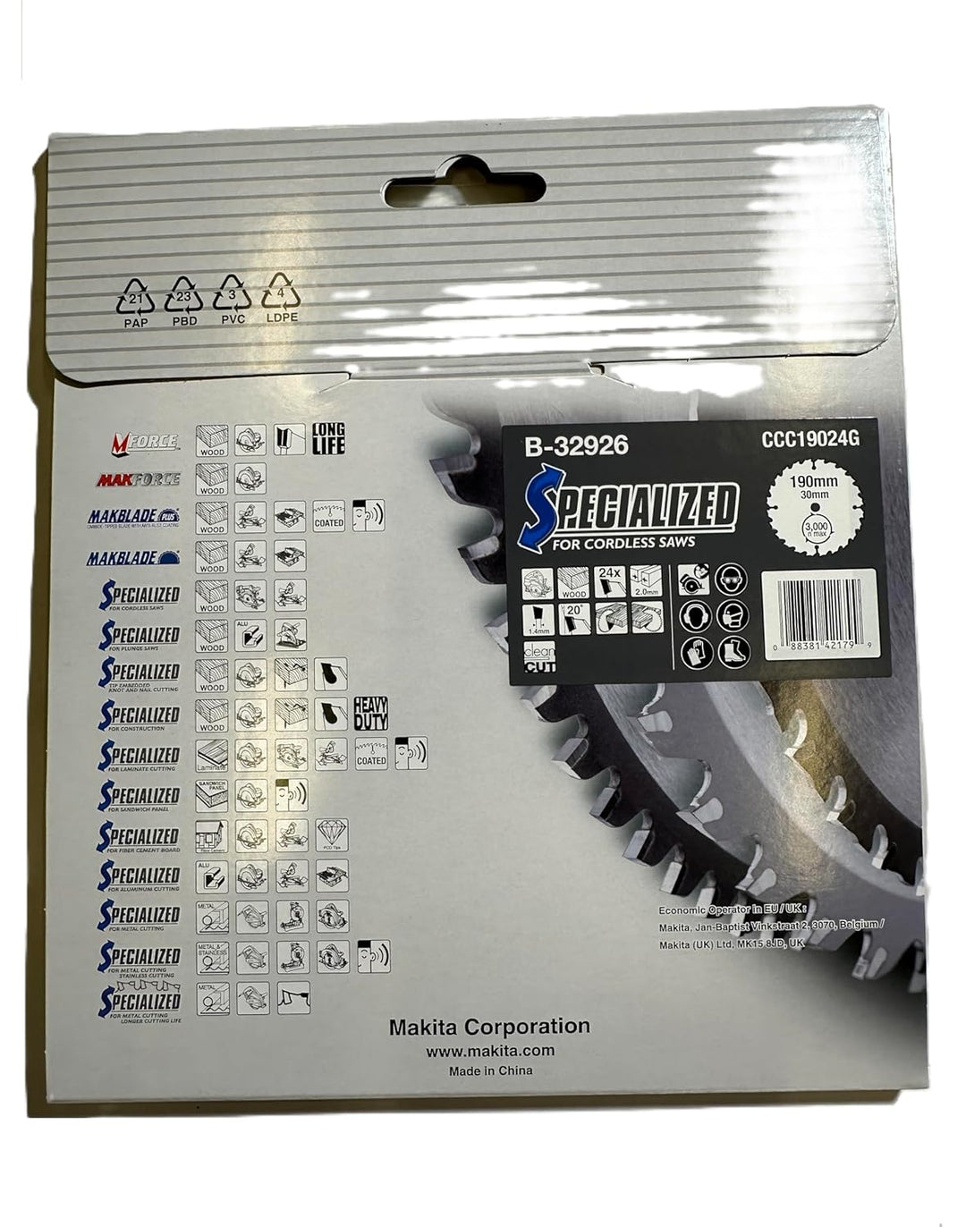 Makita Specialized Saegeblatt, 190 x 30 mm, 24Z, B-32926