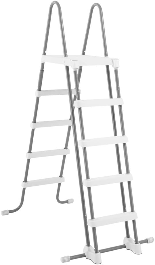 Intex Sicherheitsleiter 28077, für Pools von 132 cm Höhe, grau & Deluxe Pool Cover - Poolabdeckplane