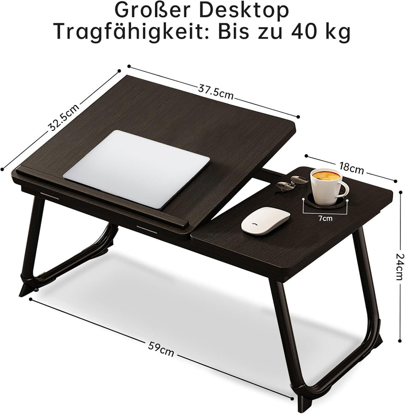 Laptoptisch Klappbar Betttisch Notebooktisch Betttablett Frühstückstablett PAD Ständet Tabletttisch