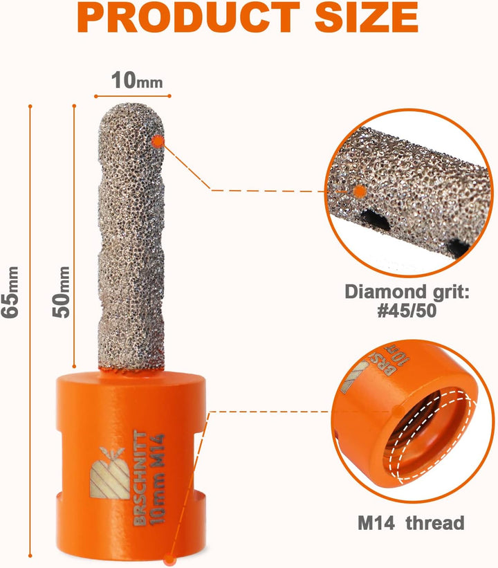 Diamant Fingerfräser 10mm - 2 Stück BRSCHNITT Diamantfräser Vergrösserung Vorhandener Löcher in Porz