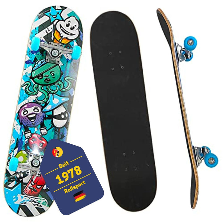 BEST SPORTING Skateboard A3 Kid Octopus – Skateboard 78 cm für Kinder mit rutschfestem Deck – 7-lagi
