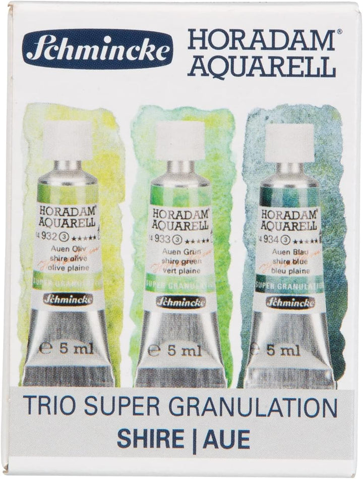 Schmincke – HORADAM® AQUARELL, Super Granulation Trio Aue, 5 ml Tuben, 74 619 097, Kartonset, sehr s