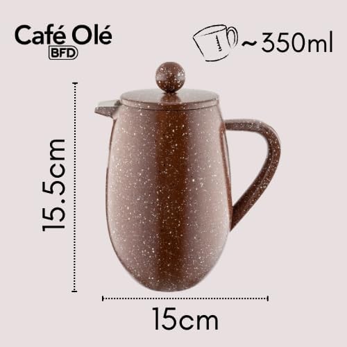 Café Olé BFD-03RG Doppelwandiger Bauchiger Kaffeebereiter aus hochwertigem Edelstahl – Rot Granit, f