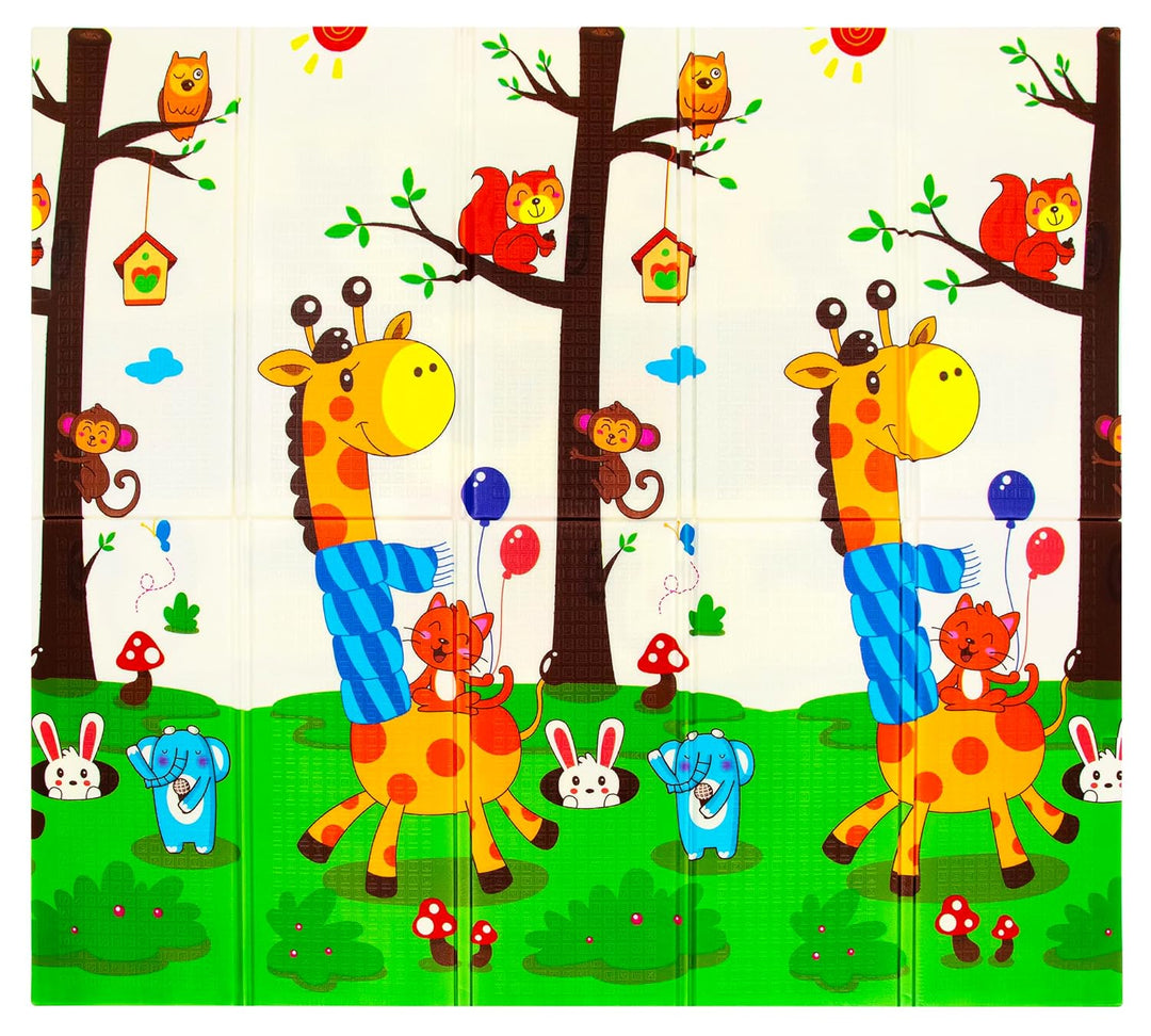 Humbi Thick 2-in-1 Lernmatte aus XPE-Schaum 200x180 (Tiere/Giraffen), Tiere/Giraffen