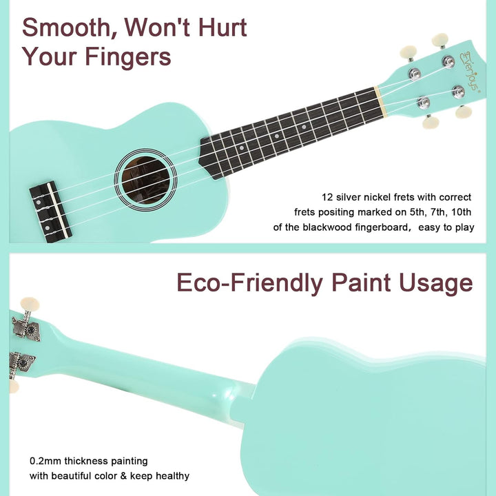 Sopran-Ukulele Anfängerset für Kinder Erwachsene Studenten mit kostenlosem Online-Unterricht 21 Zoll