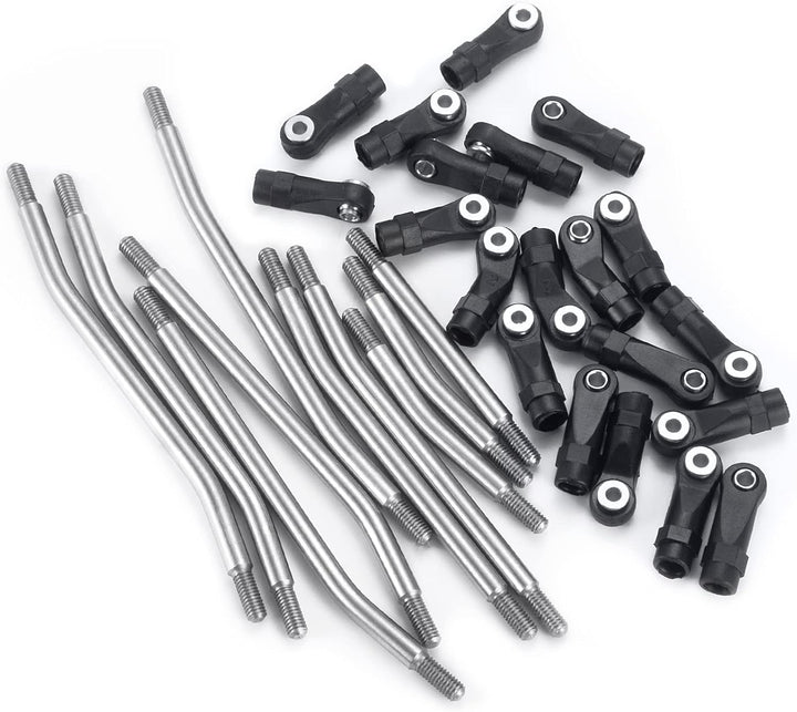 AXspeed 10Stück 313mm Radstand Link Rod Linkage Rostfreier Stahl Suspension Links Set mit Tie Rod En
