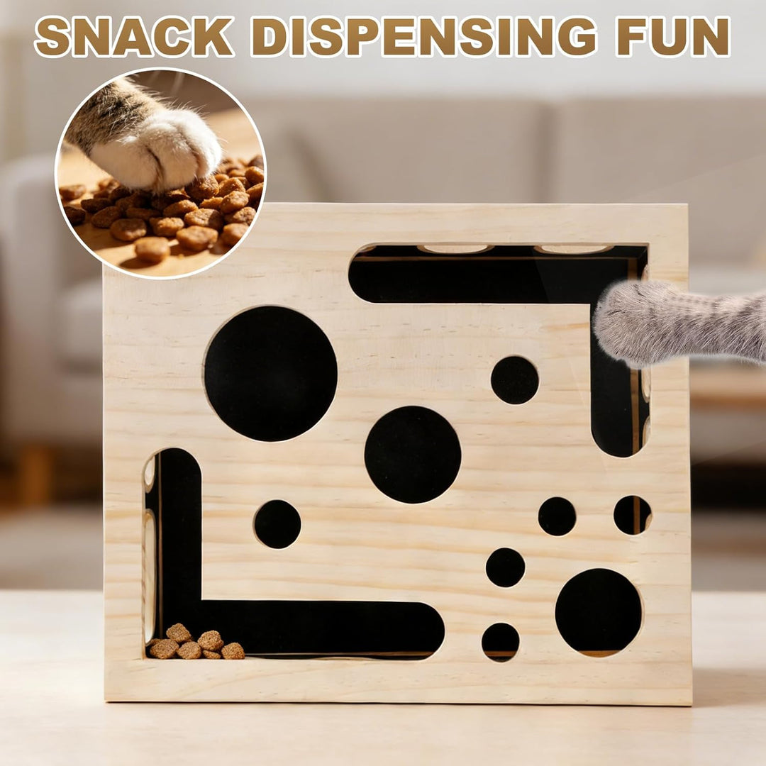 Anreicherungsbox Kratzpuzzles Katzen, Holz Katzenpuzzle Anreicherungsbox mit Kratzer Interaktive Kat
