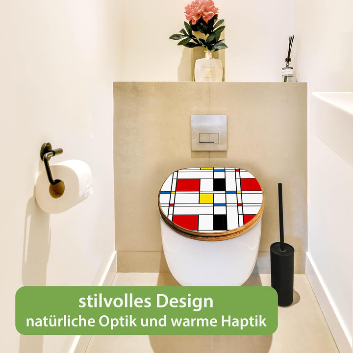 banjado Design WC Sitz Bambus Absenkautomatik 45,8x37,5cm - Toilettendeckel mit Absenkautomatik Holz