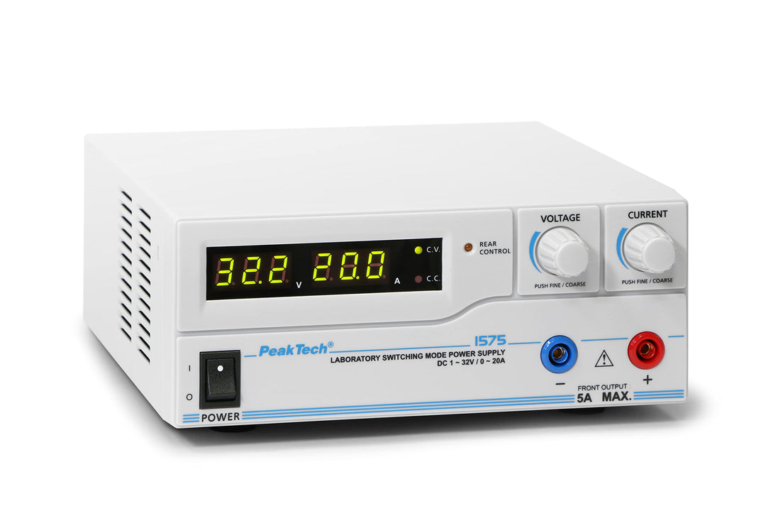 PeakTech 1575 – Labornetzgerät DC 1-32V / 0-20A mit USB, LED-Anzeige, DC-Schaltnetzteile, Stromverso