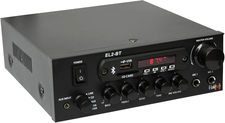 E-Lektron EL-2BT HiFi Stereo Class-D Verstärker mit Bluetooth/FM-Radio / MP3 / Karaoke