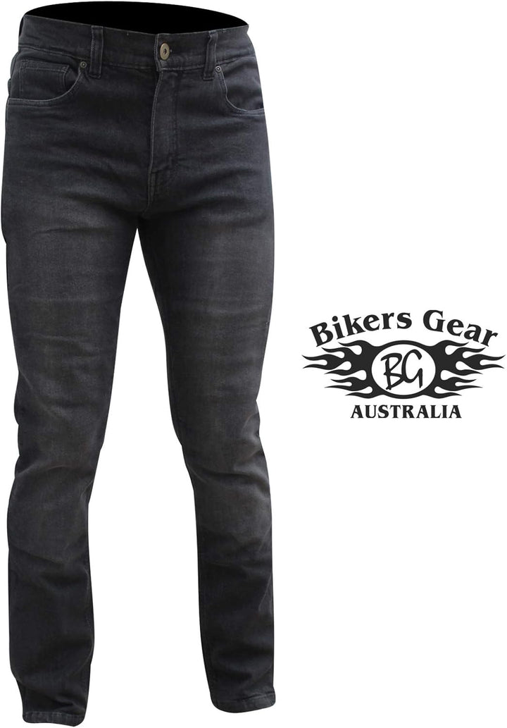 Bikers Gear Australia Unisex Grau Stetch Jeans Herren-Motorradjeans mit Kevlar-Innenfutter, Stretch,