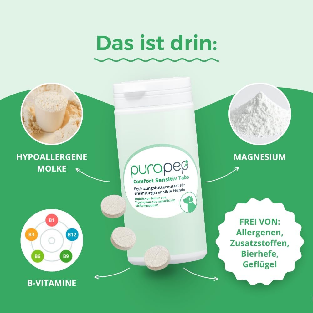 purapep Comfort Sensitv Tabs - Natürliches Beruhigungsmittel mit Tryptophan, Magnesium und B-Vitamin