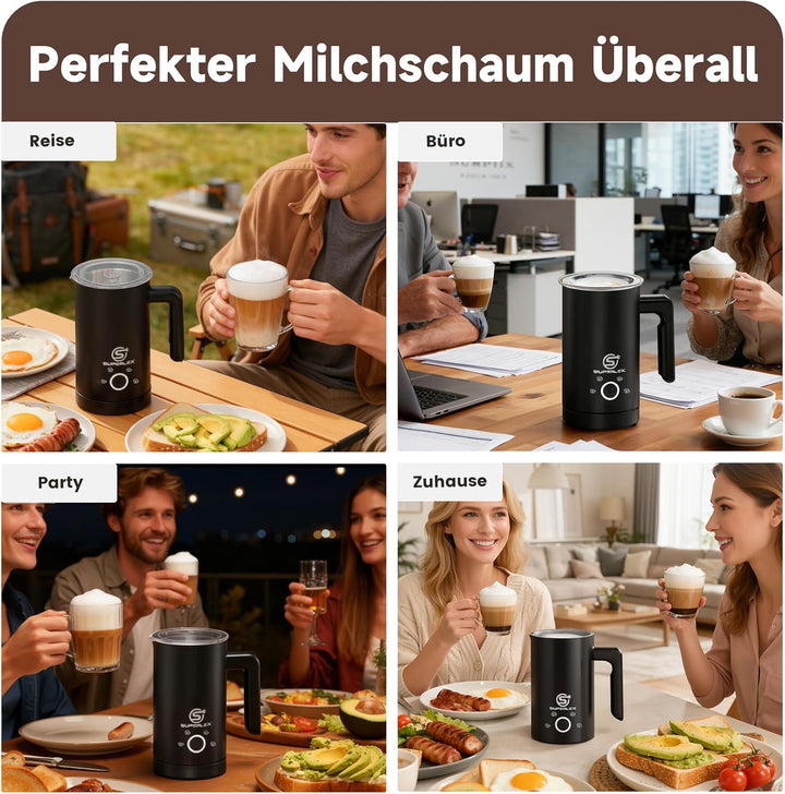 SUPERLEX Milchaufschäumer Elektrisch 4 in 1 Automatischer Milk Frother Milchwärmer Milchkocher 500W