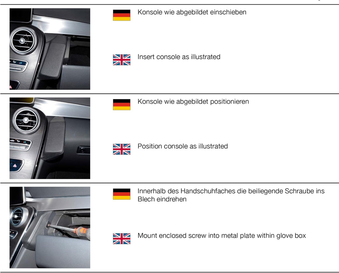 KUDA 1295 Halterung Kunstleder schwarz für Mercedes C-Klasse (W205/S205) ab 2014, 1295