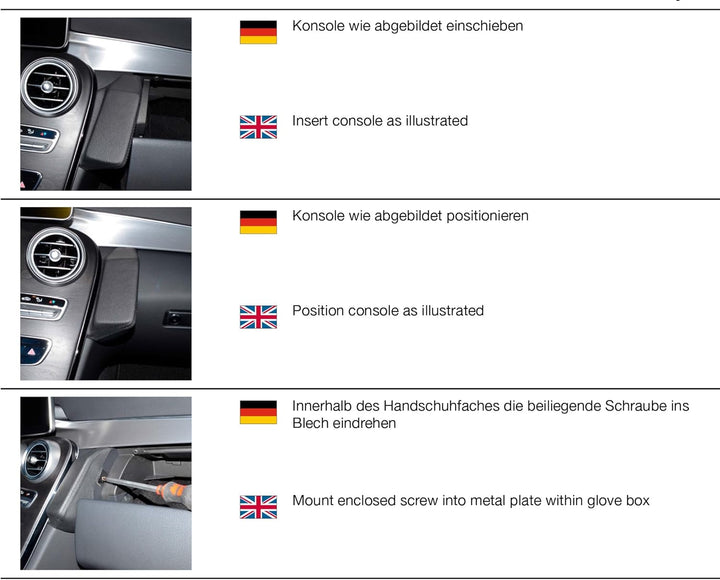 KUDA 1295 Halterung Kunstleder schwarz für Mercedes C-Klasse (W205/S205) ab 2014, 1295