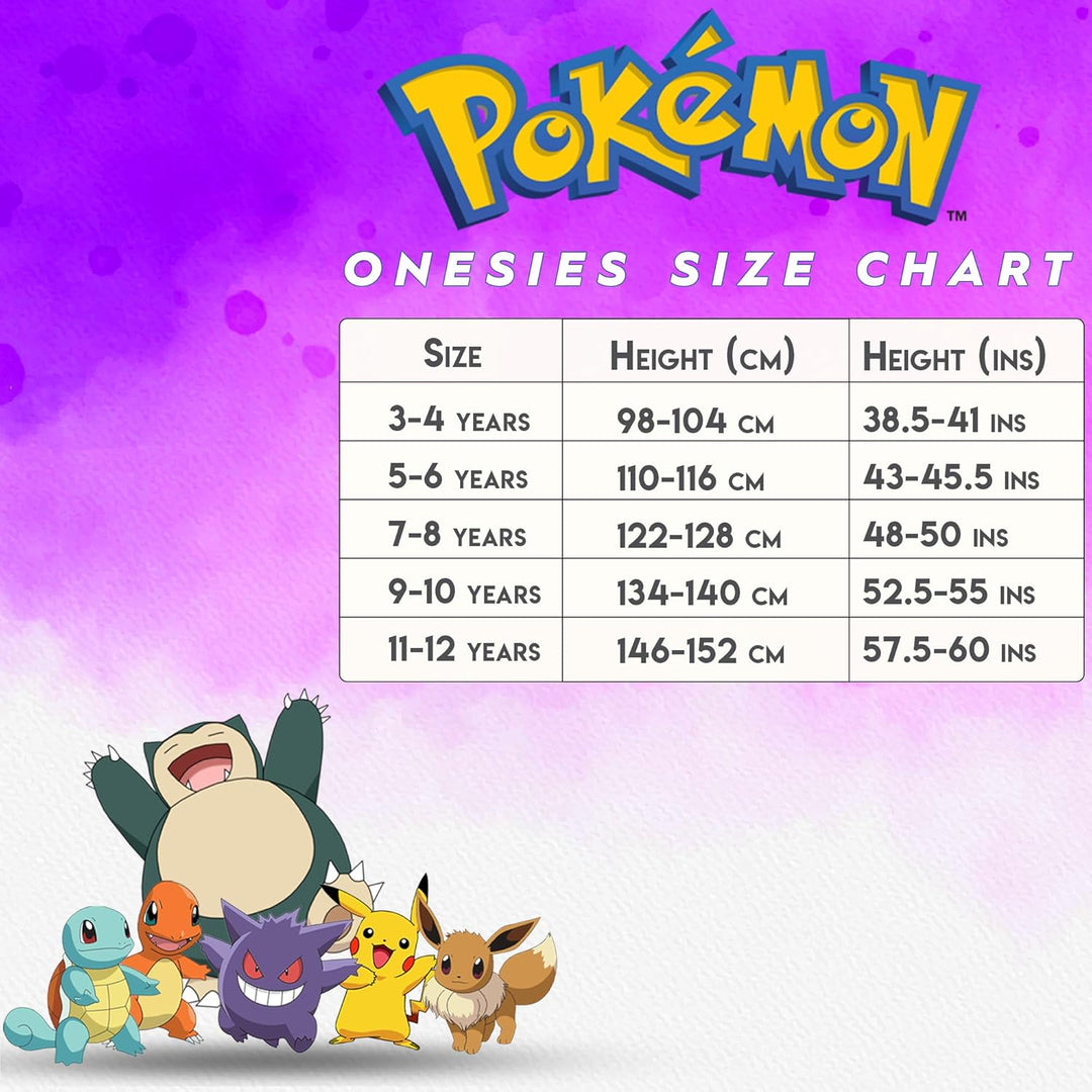 Pokemon-Einteiler mit Kapuze für Jungen oder Mädchen, Evoli, Gengar, Glumanda, Pikachu, Relaxo, Schi
