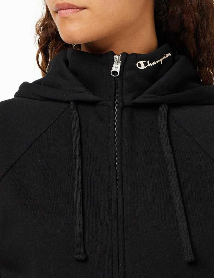 Champion Damen Sport Tape Full Zip Kapuzenpullover XS Schwarz, XS Schwarz