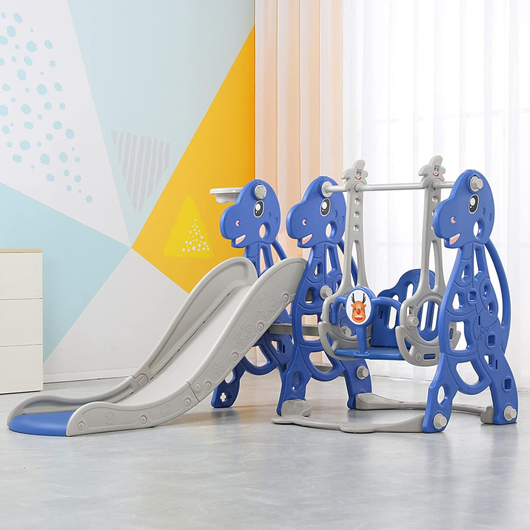FIVMEN Rutsche Kinderrutsche 4-in-1 Set, Kinder Spielzeugrutsche Indoor Outdoor mit Basketballkorb &