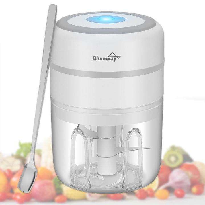 BlumWay Mini Zwiebelschneider, 250ML Mini Knoblauchhacker Gemüsezerkleinerer Elektrisch Zerkleinerer
