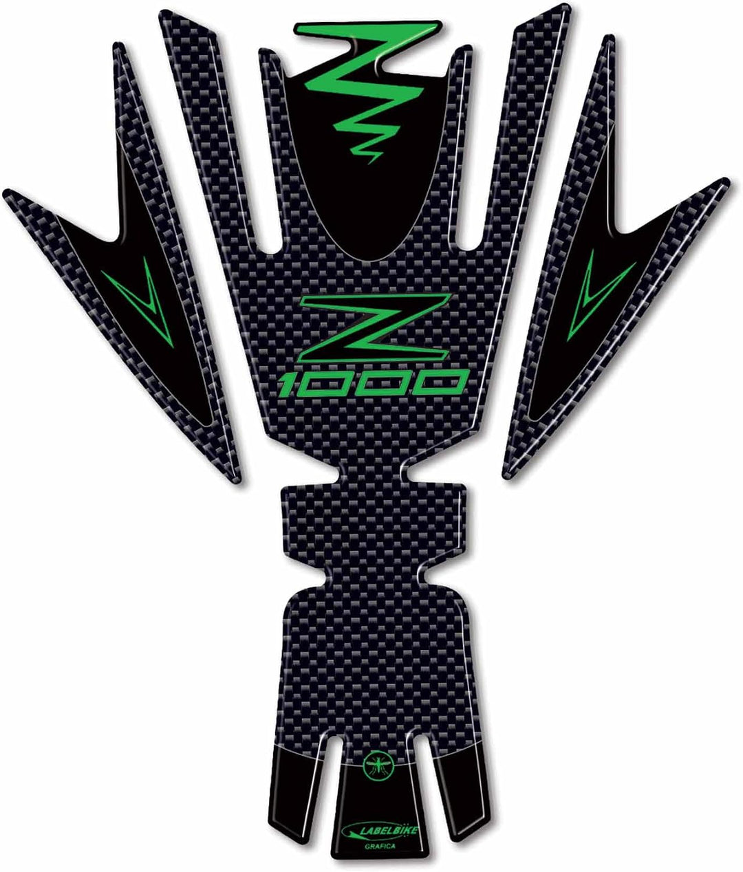 LABELBIKE 3D Aufkleber Motorrad Tankpad kompatibel mit Kawasaki | Z1000 2010-2013, Harzschutz, Kratz