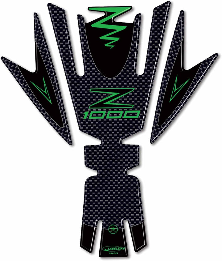 LABELBIKE 3D Aufkleber Motorrad Tankpad kompatibel mit Kawasaki | Z1000 2010-2013, Harzschutz, Kratz