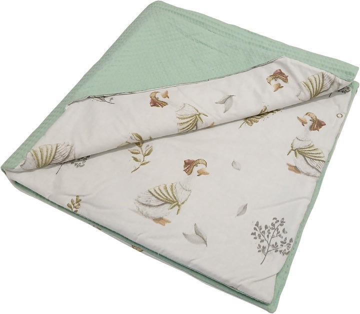 Baby Einschlagdecke Doppelseitig 86x86 cm Baumwolle-Wafellstoff für Kinderwagen und Babybett (Mint W