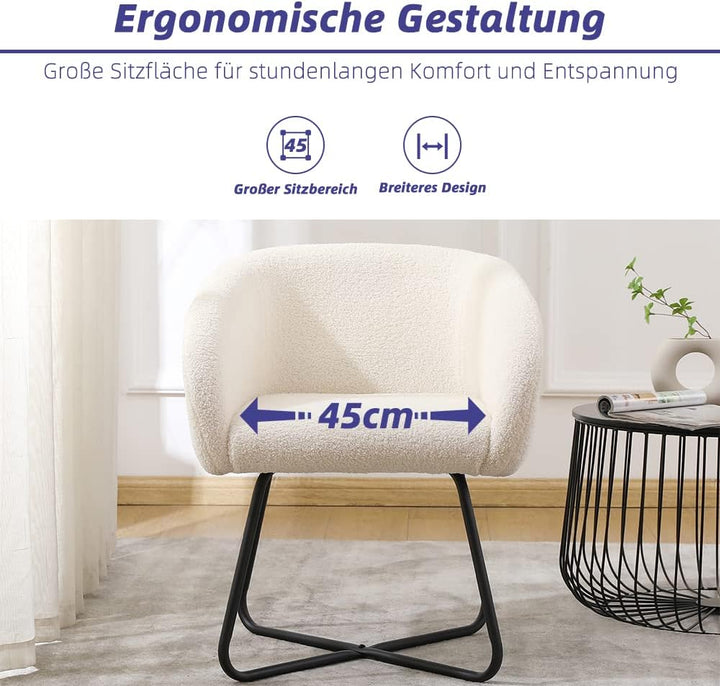 Mingone Sessel Kleine Loungesessel Cocktailsessel Modern Lammwolle Designer Polstersessel mit Schwar
