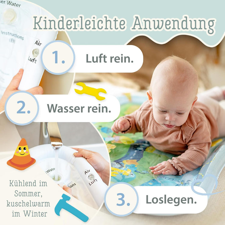 TummyTime Wassermatte XXL by Freudeskind, Baby Wasserspielmatte, 100% Phtalate- & BPA-frei ab 0, 3,
